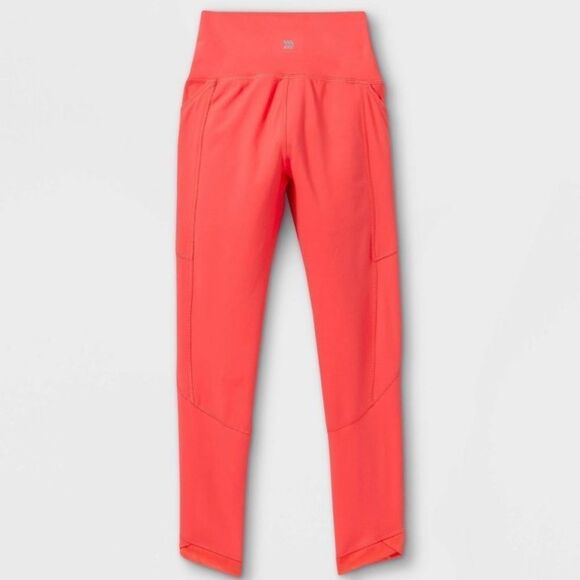 Girls' Mesh Pieced Side Pocket Leggings - All in Motion Coral S 6/6x - Picture 1 of 5